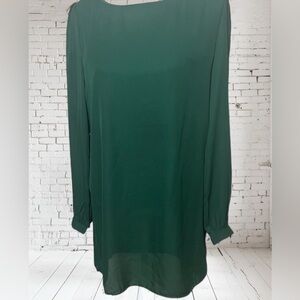 NWT Lulu's forest green sheath dress fully lined with sheer green overlay, M